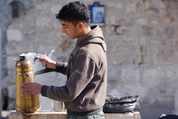 Coffee maker in Bethlehem's main square