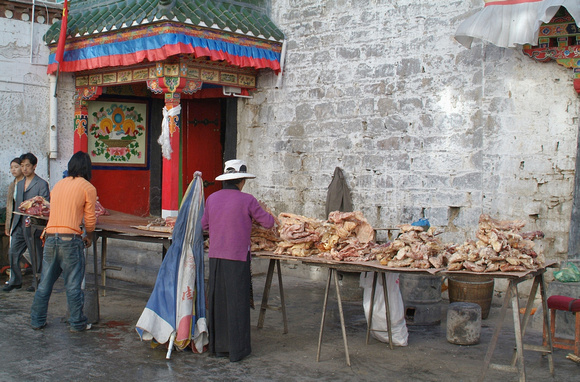 Meat for sale in Lhasa