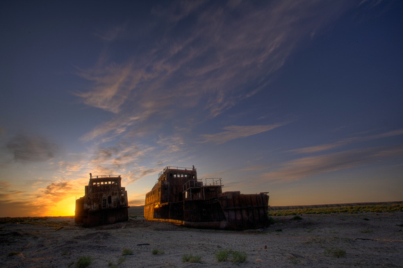 Abandoned ships on the Aral Sea
