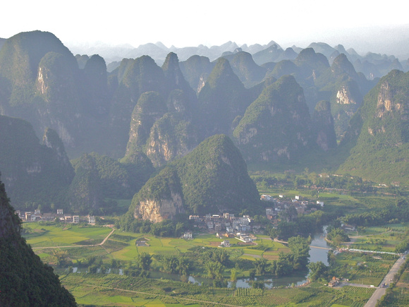 Yangshuo - Castes as seen from a hot air baloon