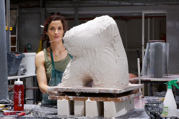 Katya with the mould after completion of the final coat