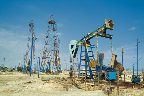 Oil wells drilling near Baku